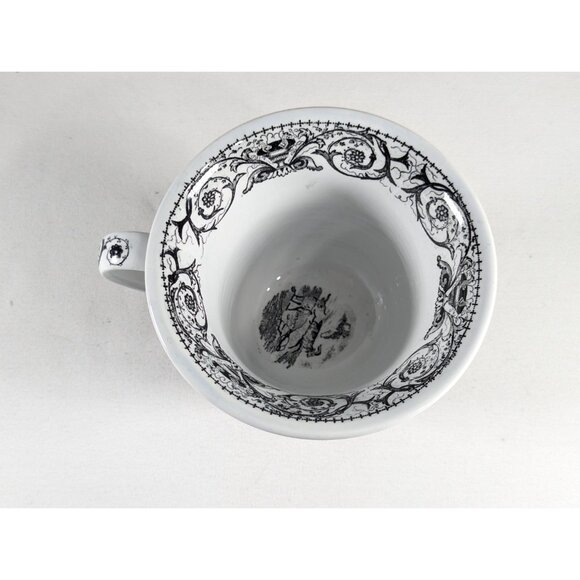 Antique black transferware teacup, Leonre Gauthier large teacup, monochrome home - Picture 4 of 10